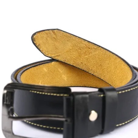 Black Leather Formal Belt For Men
