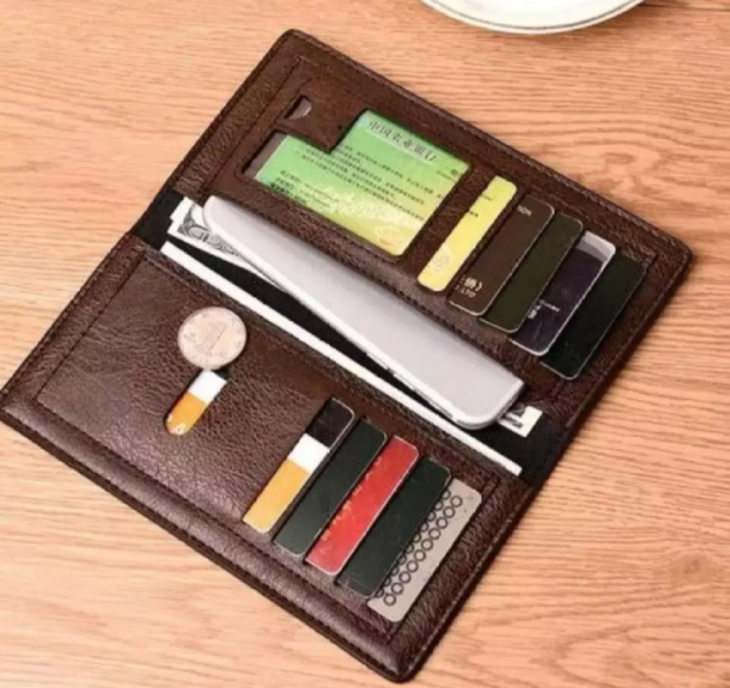 Jeep Chocolate High quality High Capacity Artificial Leather Long Wallet for Man